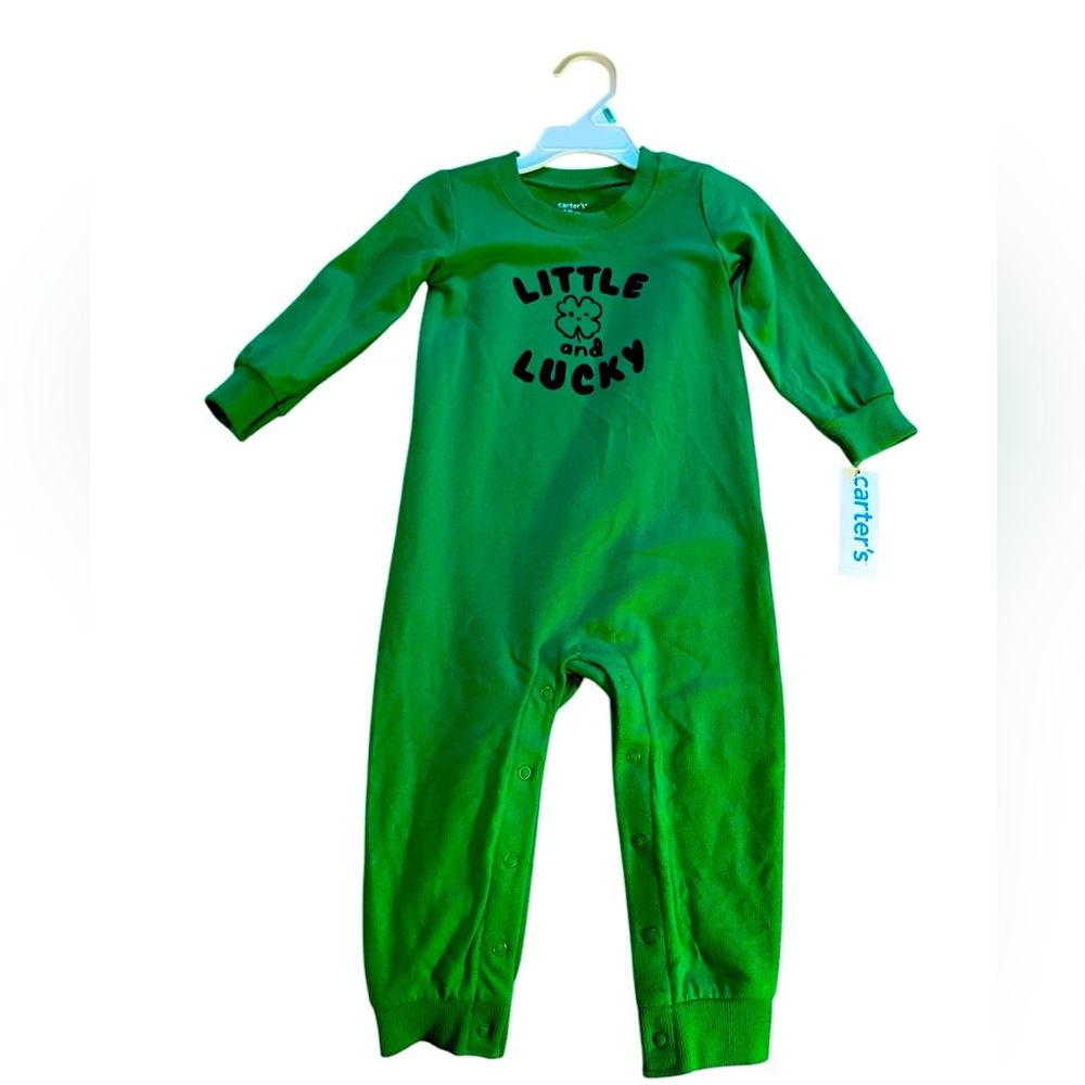 NWT Carter’s St. Patrick’s Day Shamrock Little and Lucky Irish Terry Romper